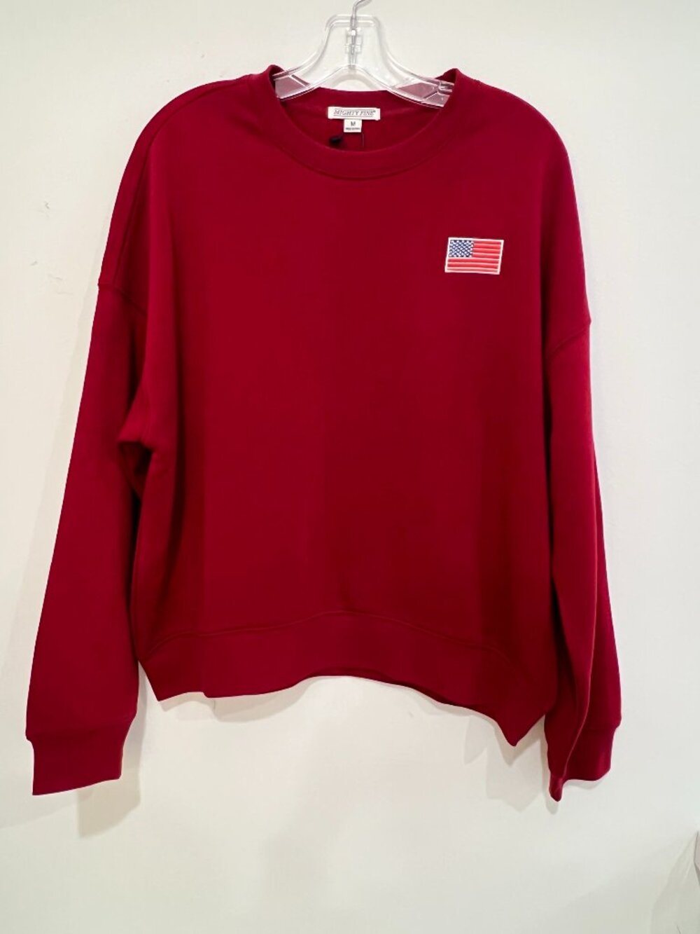 Mighty Fine American Flag sweatshirt Women Size M Red